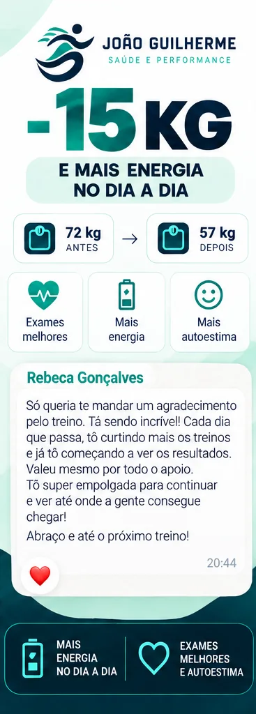 Depoimento de Rebeca Gonçalves: menos 15 kg e mais energia no dia a dia.