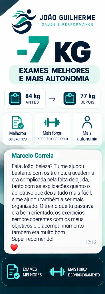 Depoimento de Marcelo Correia: menos 7 kg, exames melhores e mais autonomia.